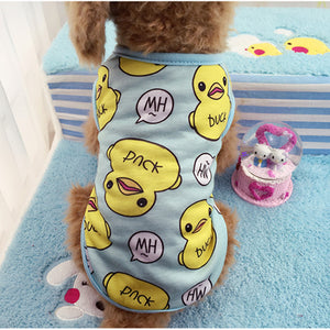 Cute Pet Dog Clothes Duck Printed Cotton T-shirt Vest